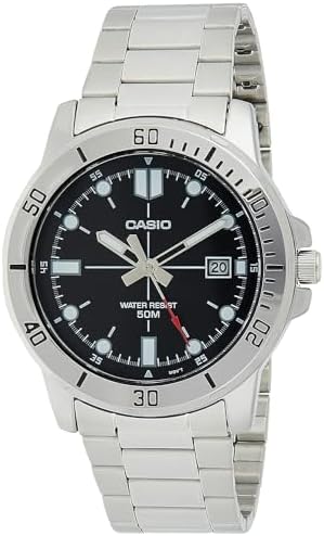 Casio Men's Watch - MTP-VD01D-1EVUDF Black Dial, Silver Band