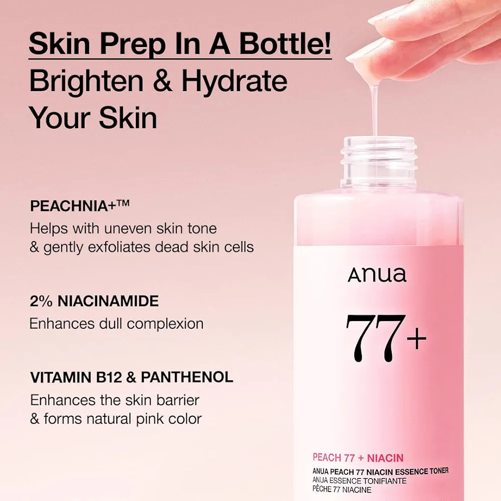 Anua Peach 77 Niacin Essence Toner – Hydrating & Glass Skin Toner (250ml)