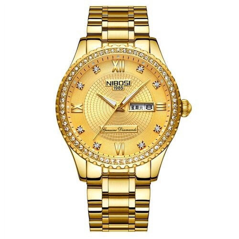 NIBOSI Rose Gold Women’s Diamond Dial Watch – Stylish Stainless Steel Analog Wristwatch