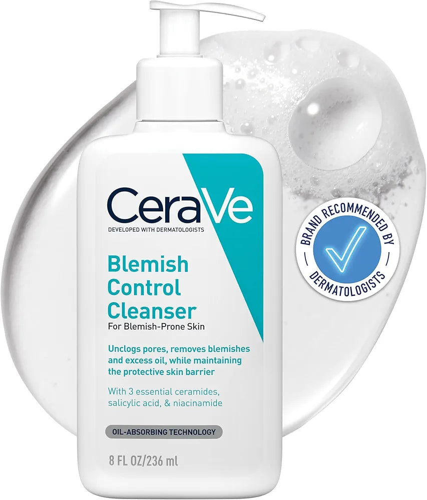 CeraVe Blemish Control Cleanser Face Wash For Acne & Blemish Prone Skin with 2% Salicylic Acid