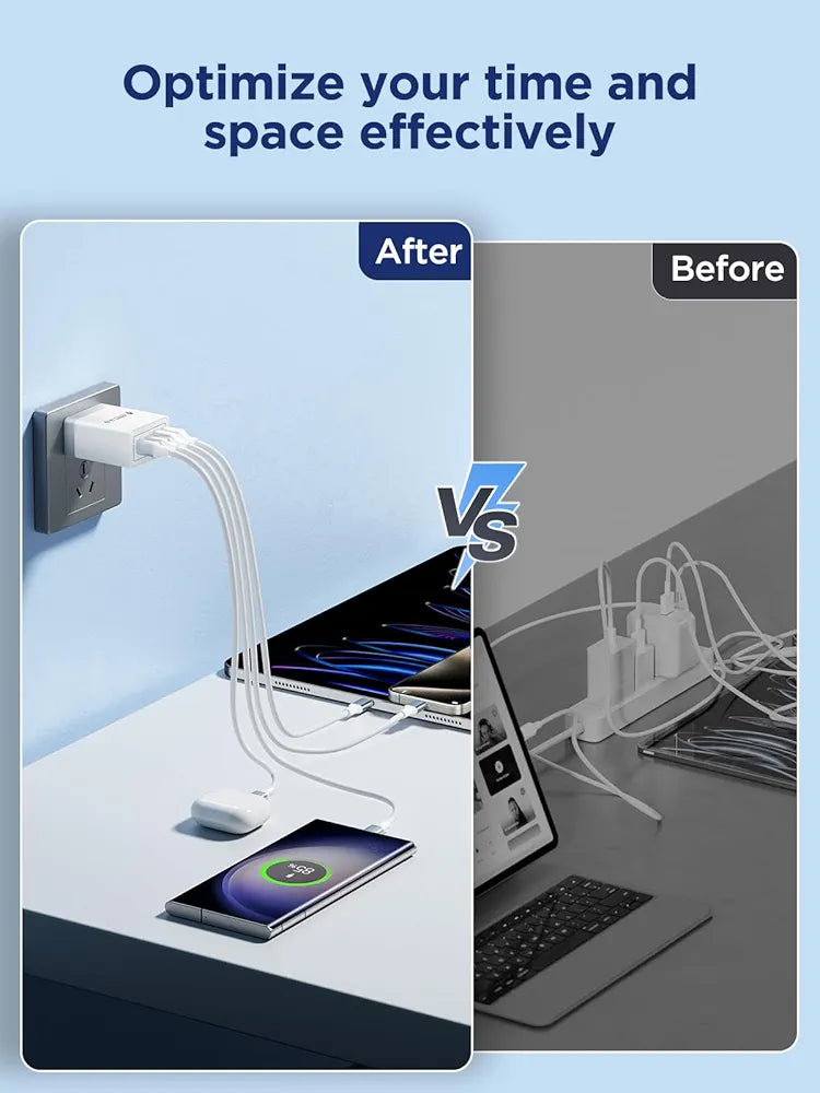 Aioneus 40W PD USB-C Fast Charger – 4-Port Wall Adapter for iPhone & Samsung