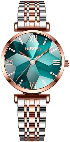 NIBOSI Rose Gold Women’s Watch – Diamond Studded, Elegant Waterproof Analog Wristwatch