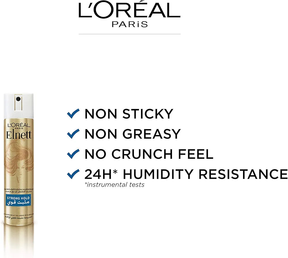 L’Oréal Elnett Satin Super Hold Hair Spray – Long-Lasting, Lightweight 75ml