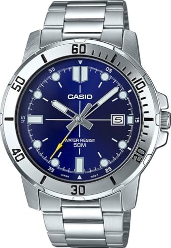 Casio Men's Watch - MTP-VD01D-2EVUDF Blue Dial, Silver Band