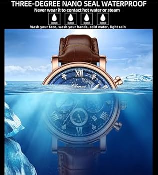 KASTWAVE Men’s Multifunctional Leather Watch – Chronograph & Moon Phase