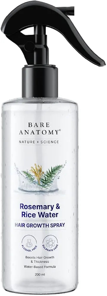 Bare Anatomy Rosemary Hair Growth Spray – Rice Water & Natural Extracts (200ml)