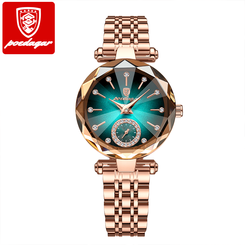 Luxury Women’s Diamond Dial Watch – Elegant Leather Strap, Waterproof, Jewelry Gift