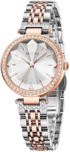 NIBOSI Rose Gold Women’s Watch – Diamond Studded, Elegant Waterproof Analog Wristwatch