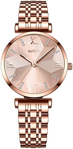 NIBOSI Rose Gold Women’s Watch – Diamond Studded, Elegant Waterproof Analog Wristwatch