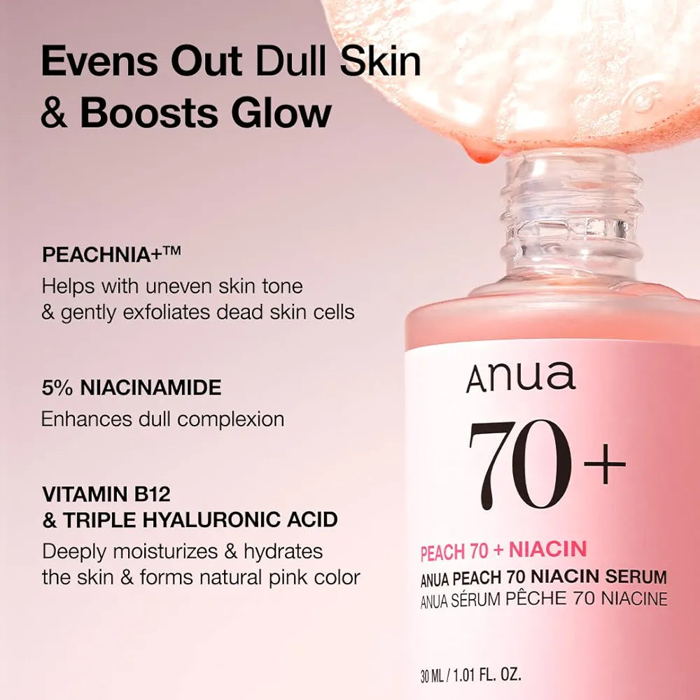 Anua Peach 70 Niacinamide Serum – Hydrating & Dewy Glow (30ml)