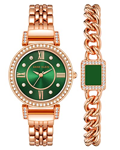 Anne Klein Women's Premium Crystal Accented Watch and Bracelet Set, AK/2928